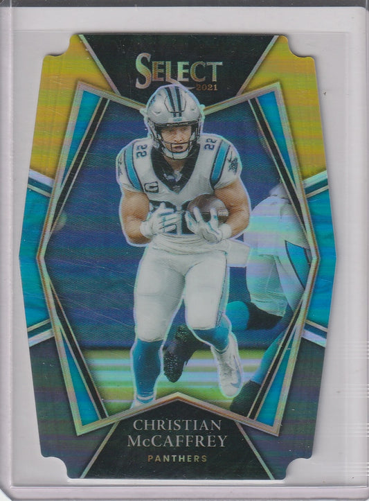 2021 Panini Select Football - Christian McCaffrey 'Black and Gold Prizm' Die Cut