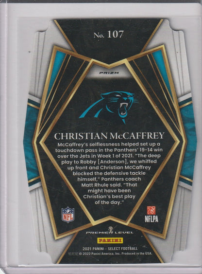 2021 Panini Select Football - Christian McCaffrey 'Black and Gold Prizm' Die Cut