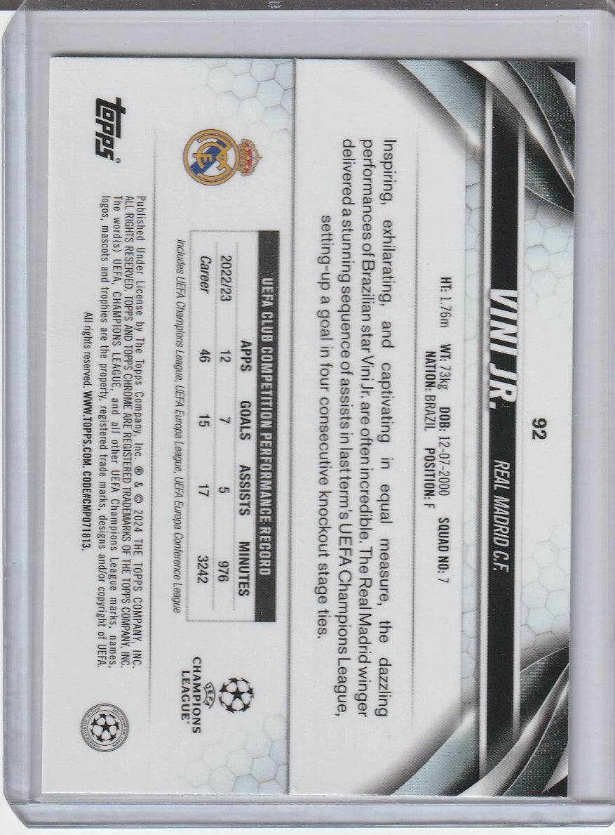 2023-24 Topps Chrome UCL Soccer - Vini Jr 'Neon Green Refractor' /399