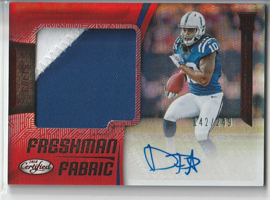 2018 Panini Certified Football - Daurice Fountain 'Freshman Fabric' Rookie Patch Auto /249  RPA *Game Worn*
