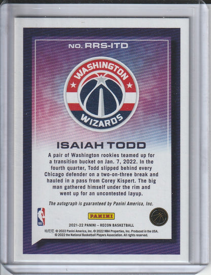 2021-22 Panini Recon Basketball - Isaiah Todd 'Rookie Signatures' RC Rookie