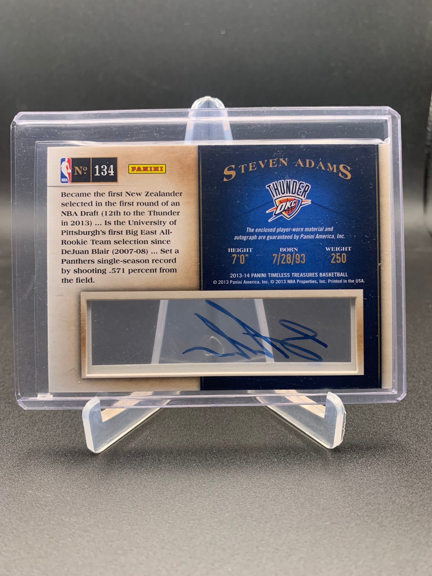 2013-14 Panini Timeless Treasures Basketball - Steven Adams ‘Rookie Jersey Autograph’ RC