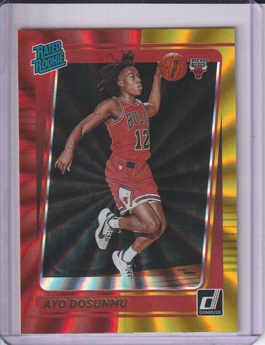 2021-22 Panini Donruss Basketball - Ayo Dosunmu 'Rated Rookie' Red and Yellow Laser RC
