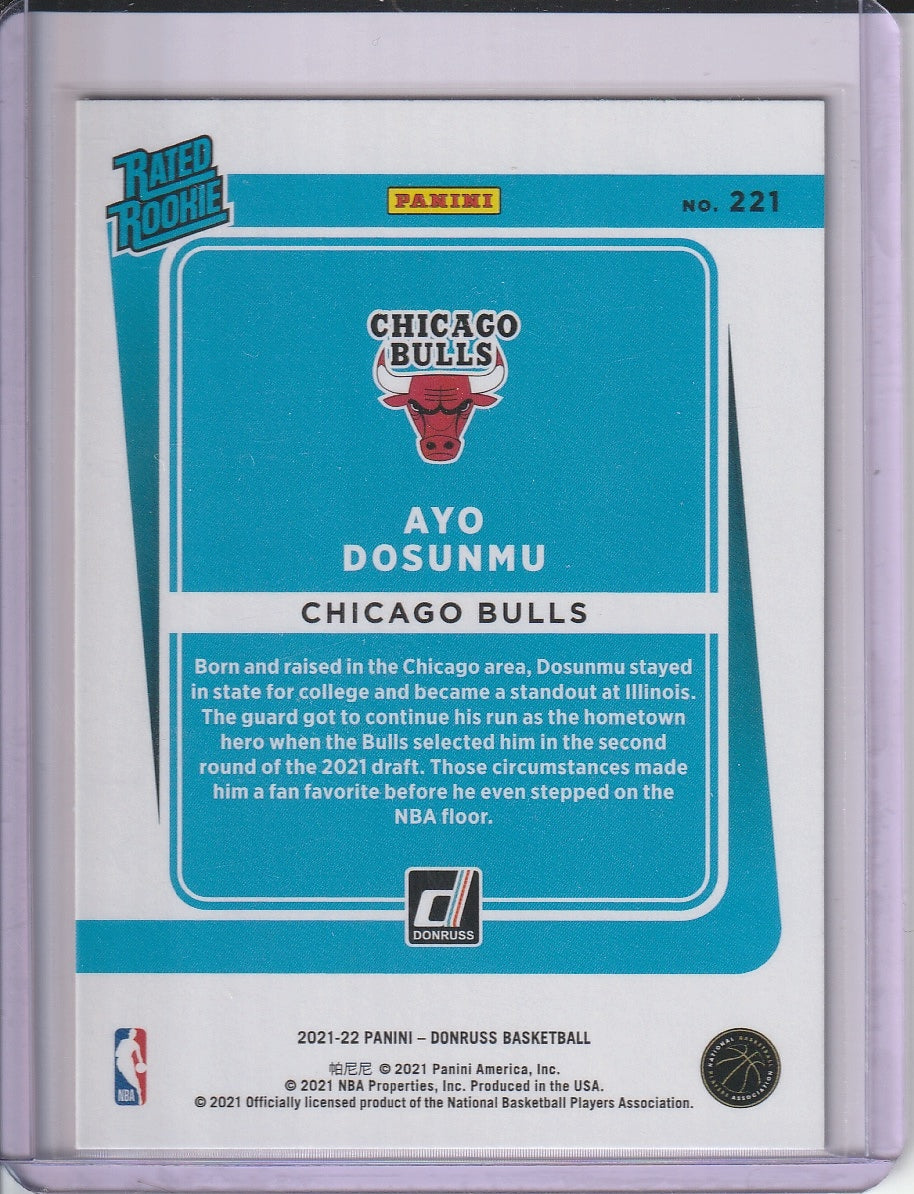 2021-22 Panini Donruss Basketball - Ayo Dosunmu 'Rated Rookie' Red and Yellow Laser RC