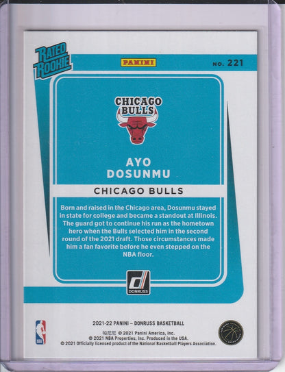 2021-22 Panini Donruss Basketball - Ayo Dosunmu 'Rated Rookie' Red and Yellow Laser RC