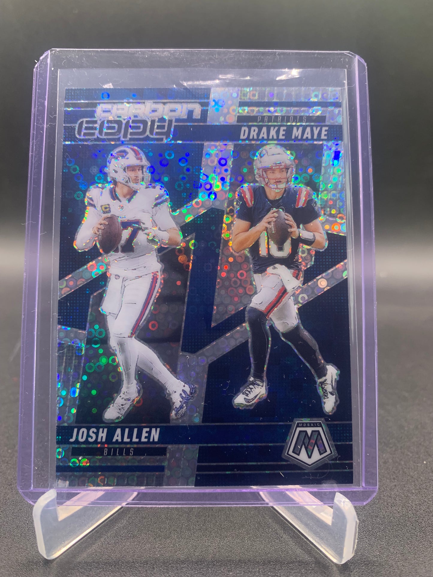 2025 Panini Mosaic Football - Josh Allen, Drake Maye ‘Carbon Copy’ No Huddle Prizm