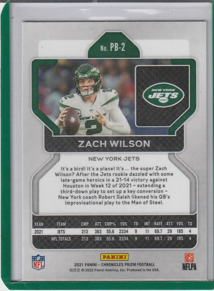 2021 Panini Chronicles Prizm Football - Zach Wilson 'Prizm Black' RC Rookie