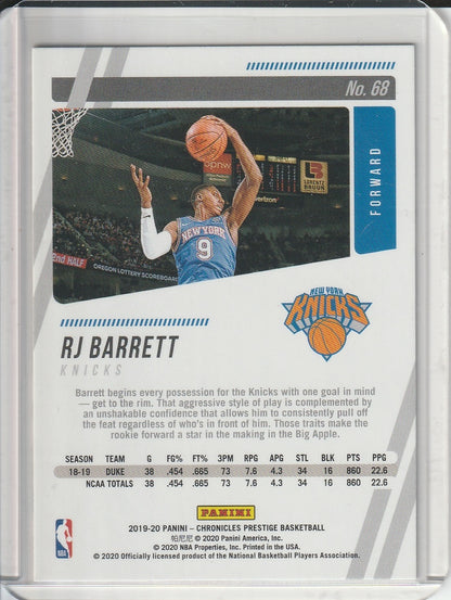 2019-20 Panini Chronicles Prestige Basketball - RJ Barrett 'Pink' RC Rookie