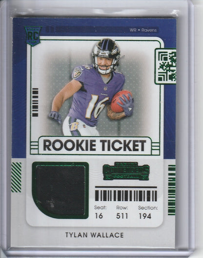 2021 Panini Contenders Football - Tylan Wallace 'Rookie Ticket Swatch' Green RC Rookie Relic