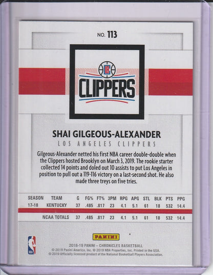 2028-19 Panini Chronicles Basketball - Shai Gilgeous-Alexander 'Panini' RC Rookie