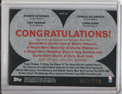 2005-06 Topps Luxury Box Basketball - Bosh/Peterson/Villanueva/Graham 'Quad Relic' /193