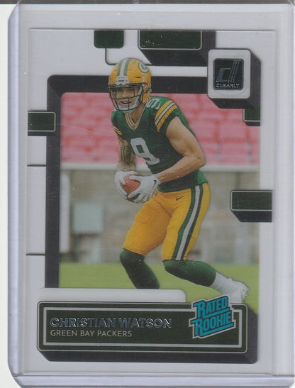 2022 Panini Clearly Donruss Football - Christian Watson 'Rated Rookie' RC Rookie