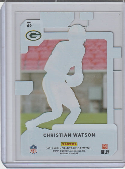 2022 Panini Clearly Donruss Football - Christian Watson 'Rated Rookie' RC Rookie