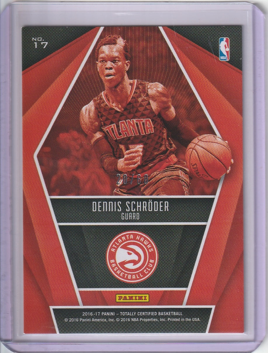2016-17 Panini Totally Certified Basketball - Dennis Schroder 'Franchise Foundations' Orange /60