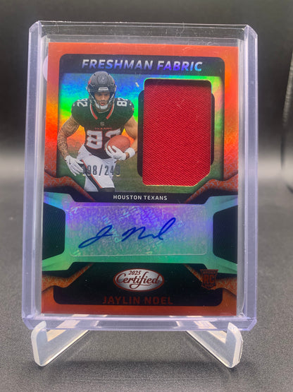 2025 Panini Certified Football - Jaylin Noel ‘Freshman Fabric’ RC RPA Orange /249