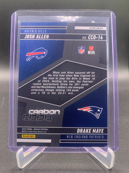 2025 Panini Mosaic Football - Josh Allen, Drake Maye ‘Carbon Copy’ No Huddle Prizm