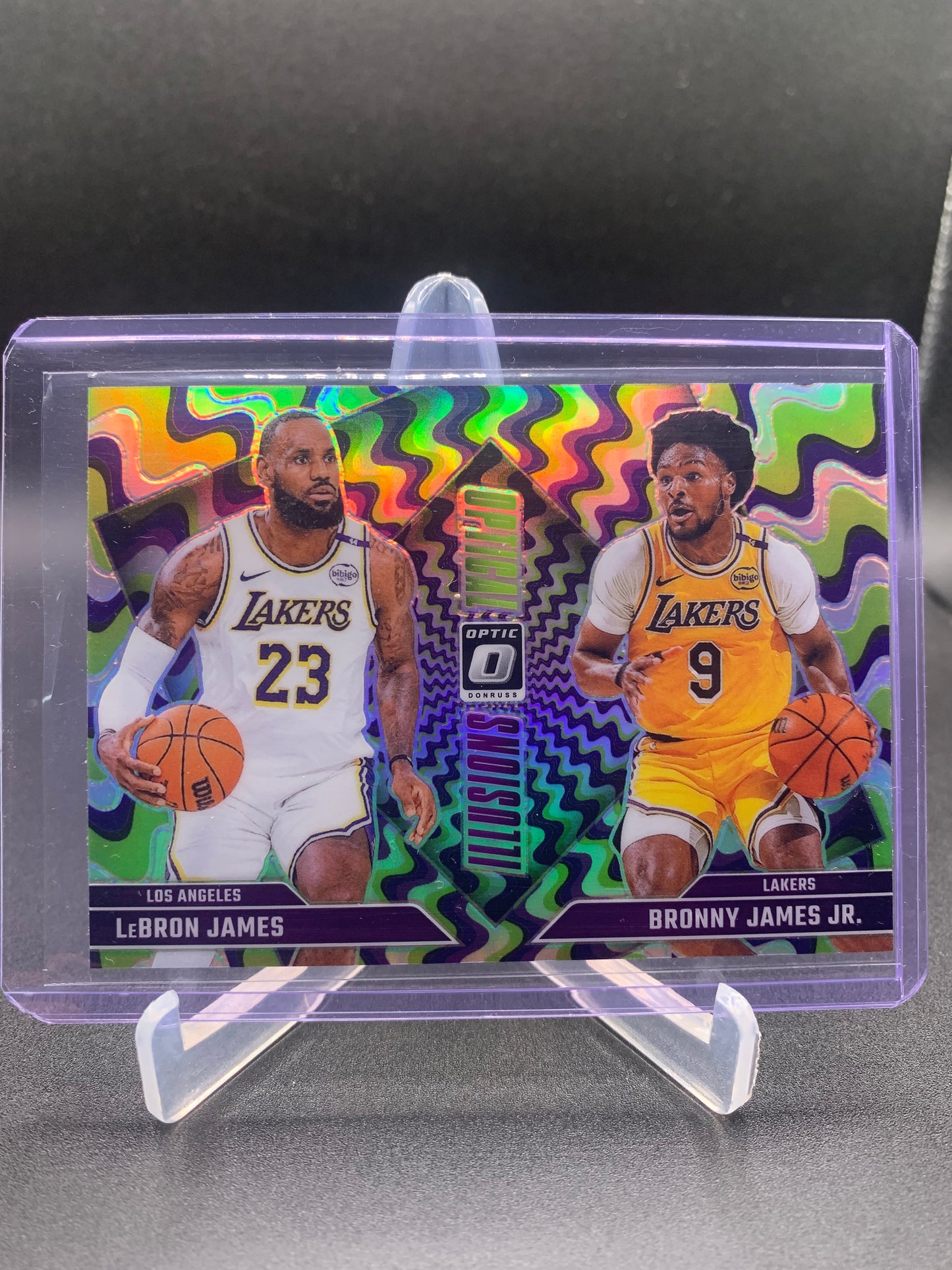 2024-25 Panini Donruss Optic Basketball - LeBron James, Bronny James Jr ‘Optical Illusions’ Silver Prizm Holo
