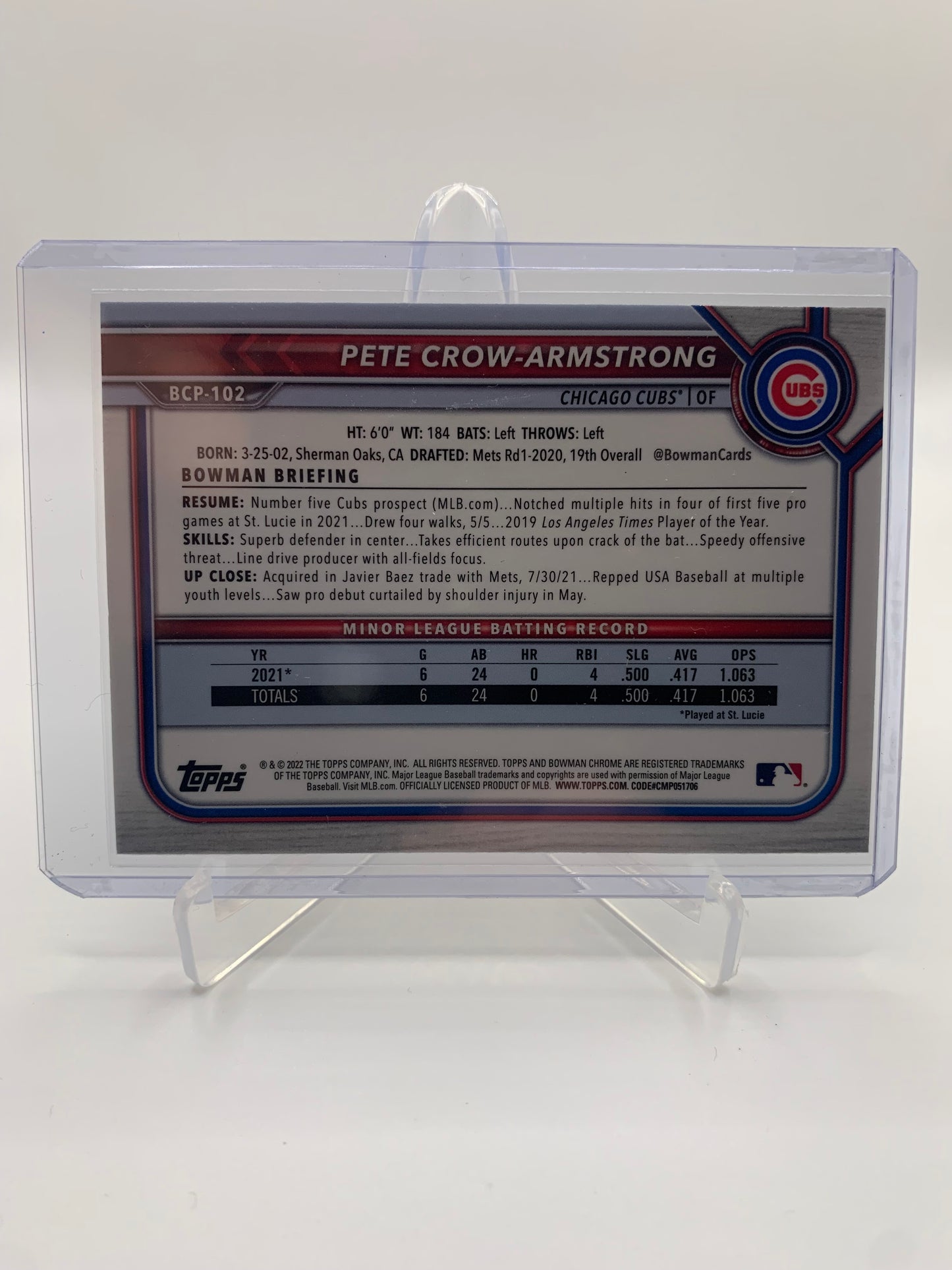 2022 Bowman Chrome Prospects - Pete Crow-Armstrong