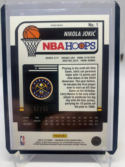 2023-24 Panini Hoops Premium Stock Basketball - Nikola Jokic ‘Red Scope Prizm’ /88