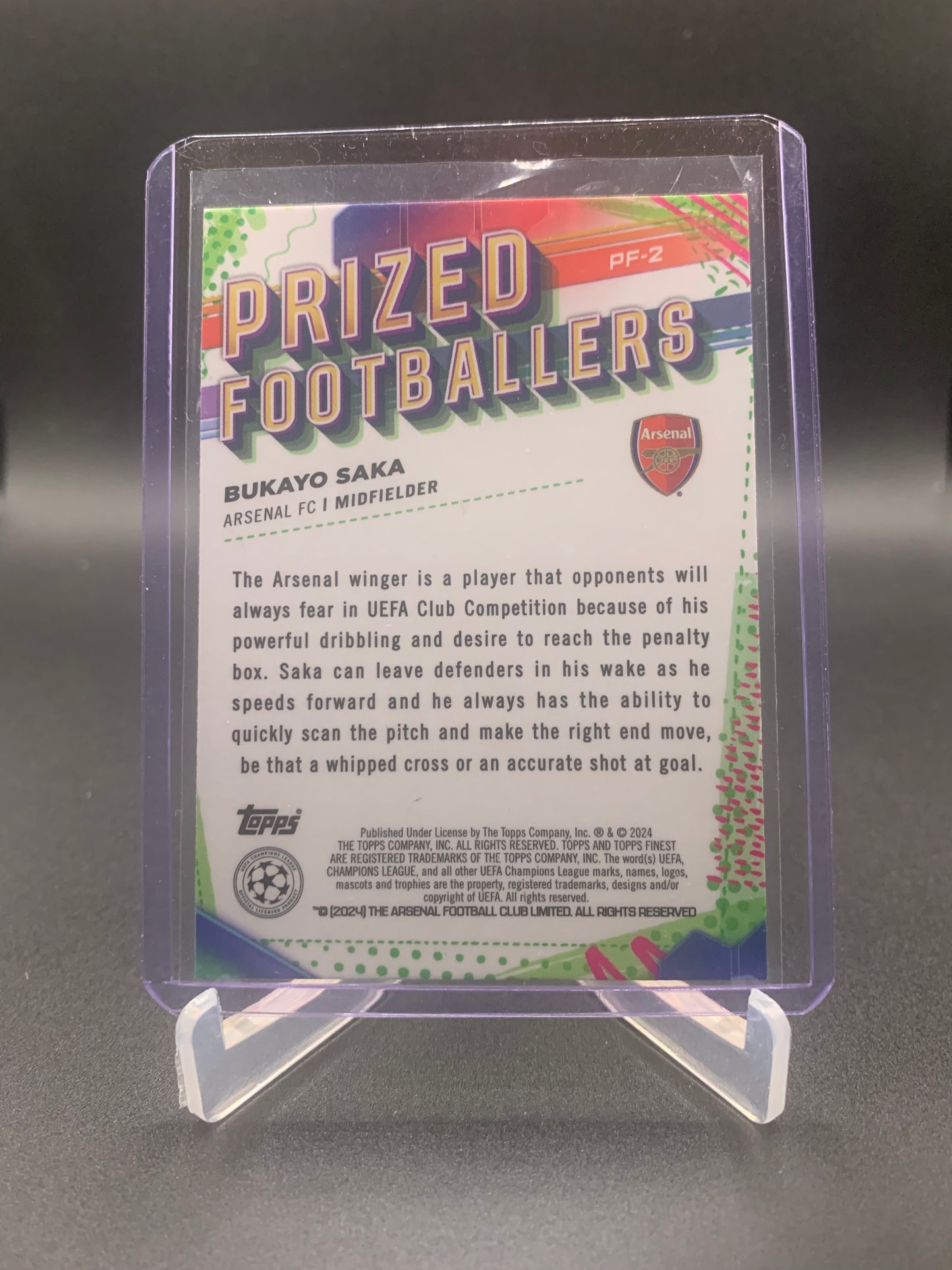 2024 Topps Finest UEFA - Bukayo Saka ‘Prized Footballers’
