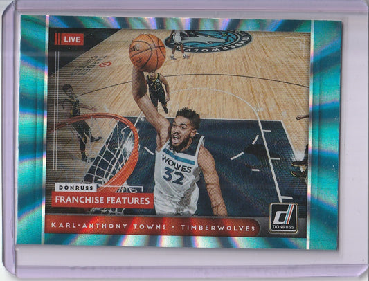 2021-22 Donruss Basketball - Karl-Anthony Towns, Franchise Features, Teal Laser