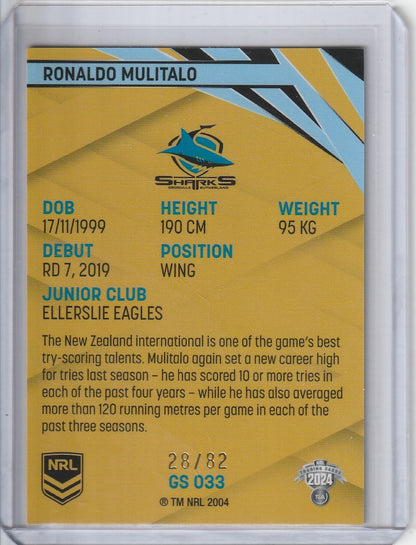 2024 NRL Traders - Ronaldo Mulitalo 'Pearl Gold' /82