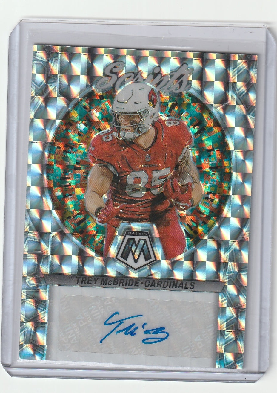 2023 Panini Mosaic Football - Trey McBride 'Scripts' Silver Prizm Autograph